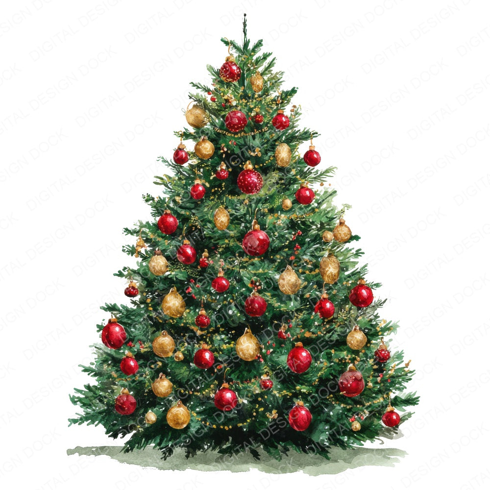 Classic Christmas Tree fussy cut sheet in A4 format showing all 12 designs on one printable page