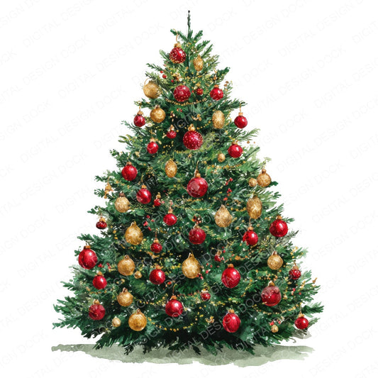 Classic Christmas Tree fussy cut sheet in A4 format showing all 12 designs on one printable page