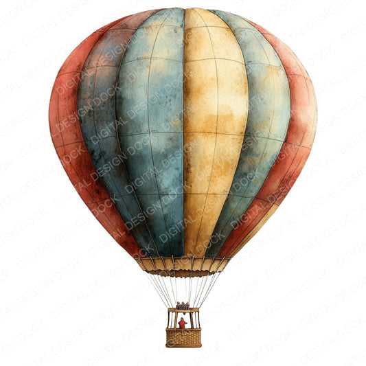 Classic Hot Air Balloon fussy cut sheet in A4 format showing all 12 designs on one printable page