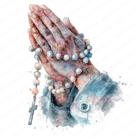 Close Up Hands Praying fussy cut sheet in A4 format showing all 12 designs on one printable page
