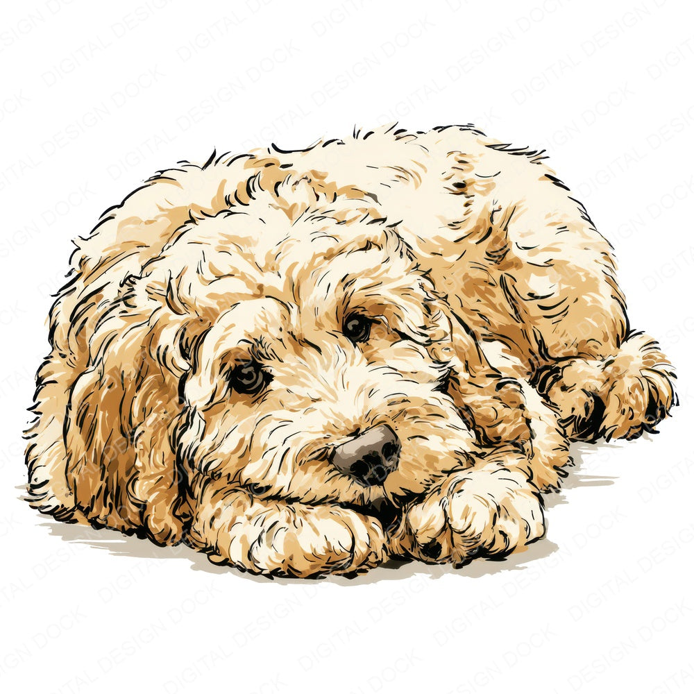 Single Cockapoo Watercolour Dog design shown full size, also included as clipart