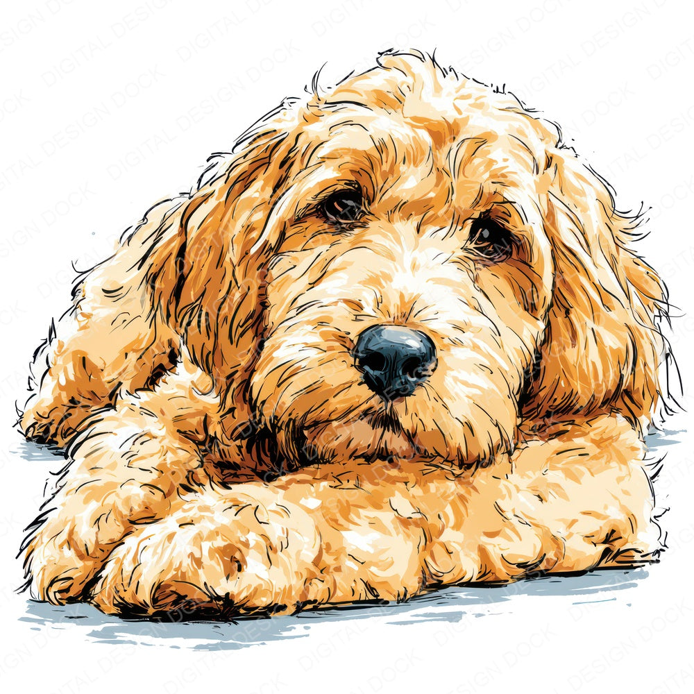 Another Cockapoo Watercolour Dog design shown full size