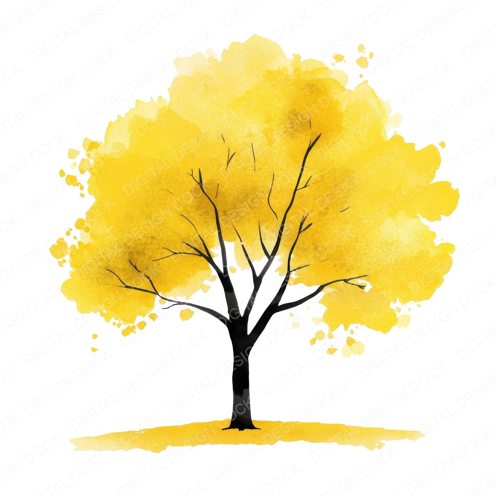 Colourful Watercolour Tree fussy cut sheet in A4 format showing all 12 designs on one printable page