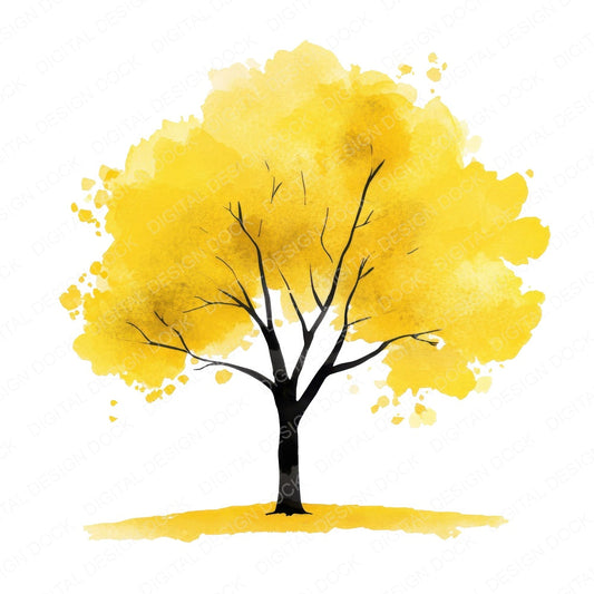 Colourful Watercolour Tree fussy cut sheet in A4 format showing all 12 designs on one printable page
