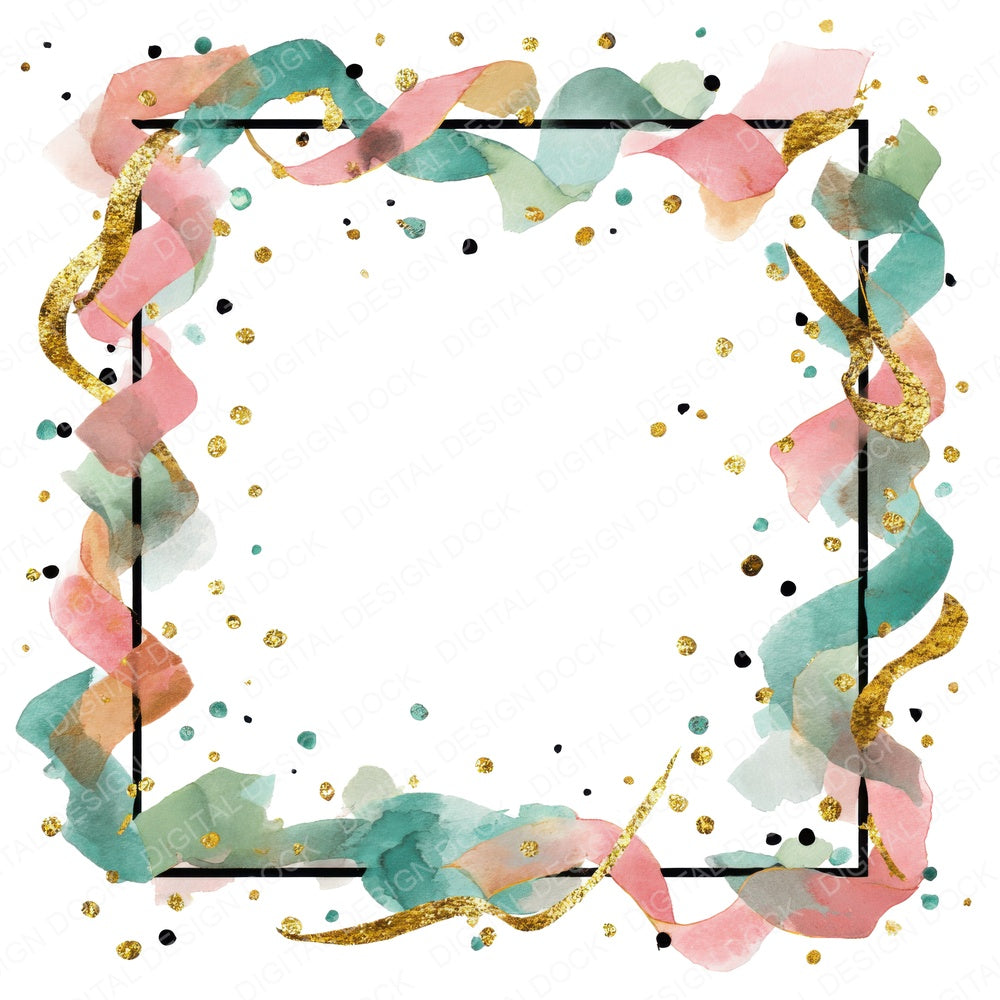 Confetti Ribbon Frame Fussy Cut Sheets (DDD009382)