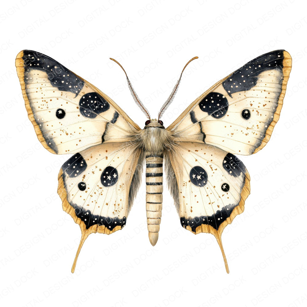 Constellation Winged Moth fussy cut sheet in A4 format showing all 12 designs on one printable page