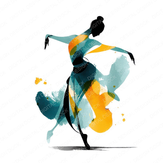 Contemporary Dancer Woman fussy cut sheet in A4 format showing all 12 designs on one printable page