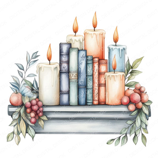 Cozy Mantel fussy cut sheet in A4 format showing all 12 designs on one printable page