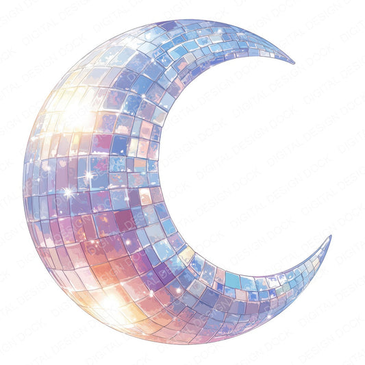 Crescent Moon Mirror Ball fussy cut sheet in A4 format showing all 12 designs on one printable page