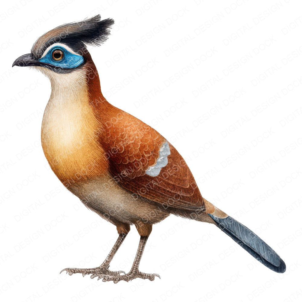 Crested Coua Exotic Bird Clipart Set (DDD008209)