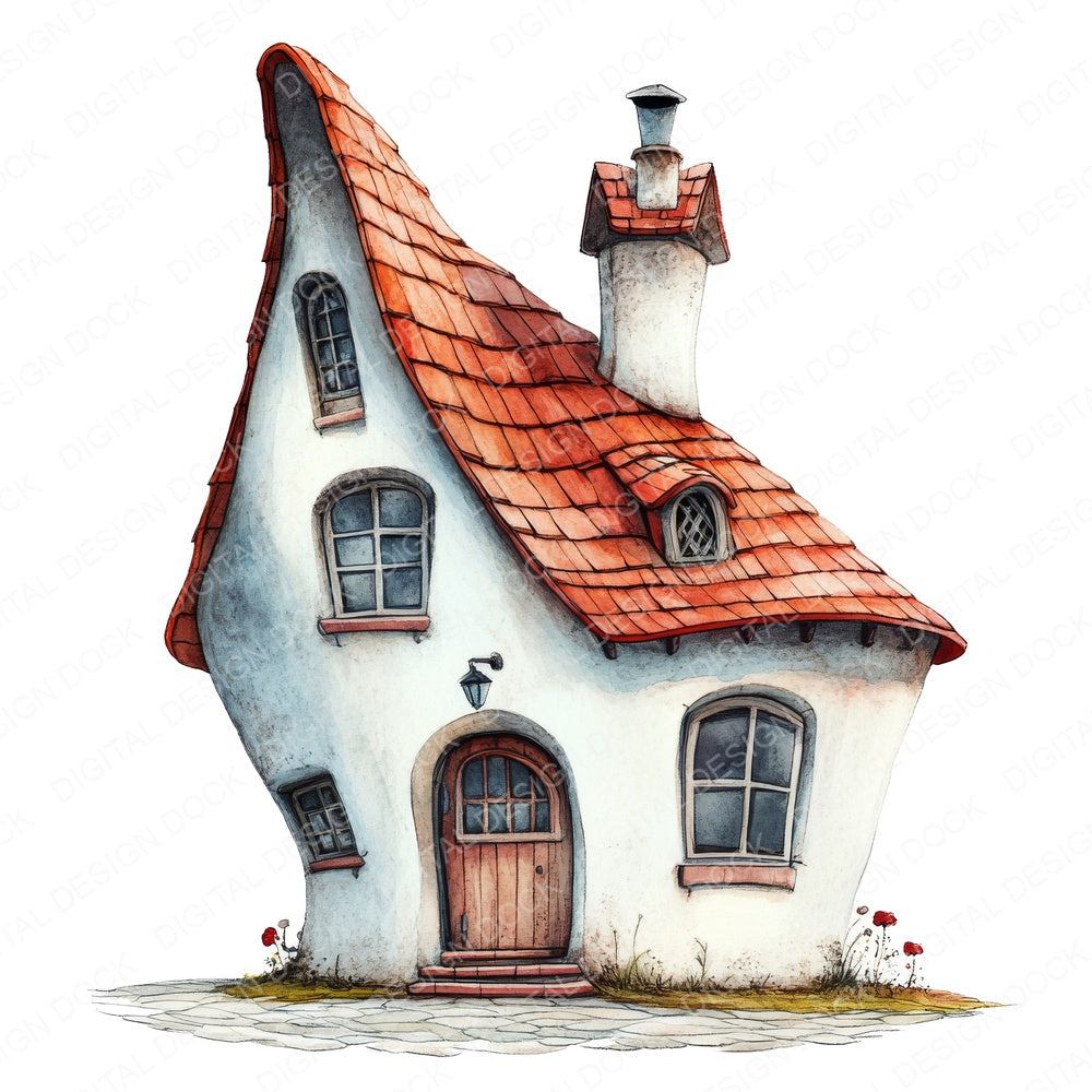 Crooked Old Cottage fussy cut sheet in A4 format showing all 12 designs on one printable page