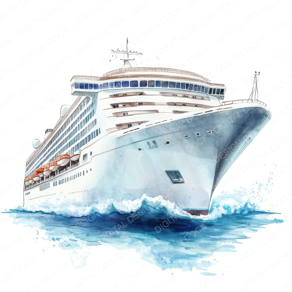 Cruise Ship fussy cut sheet in A4 format showing all 12 designs on one printable page