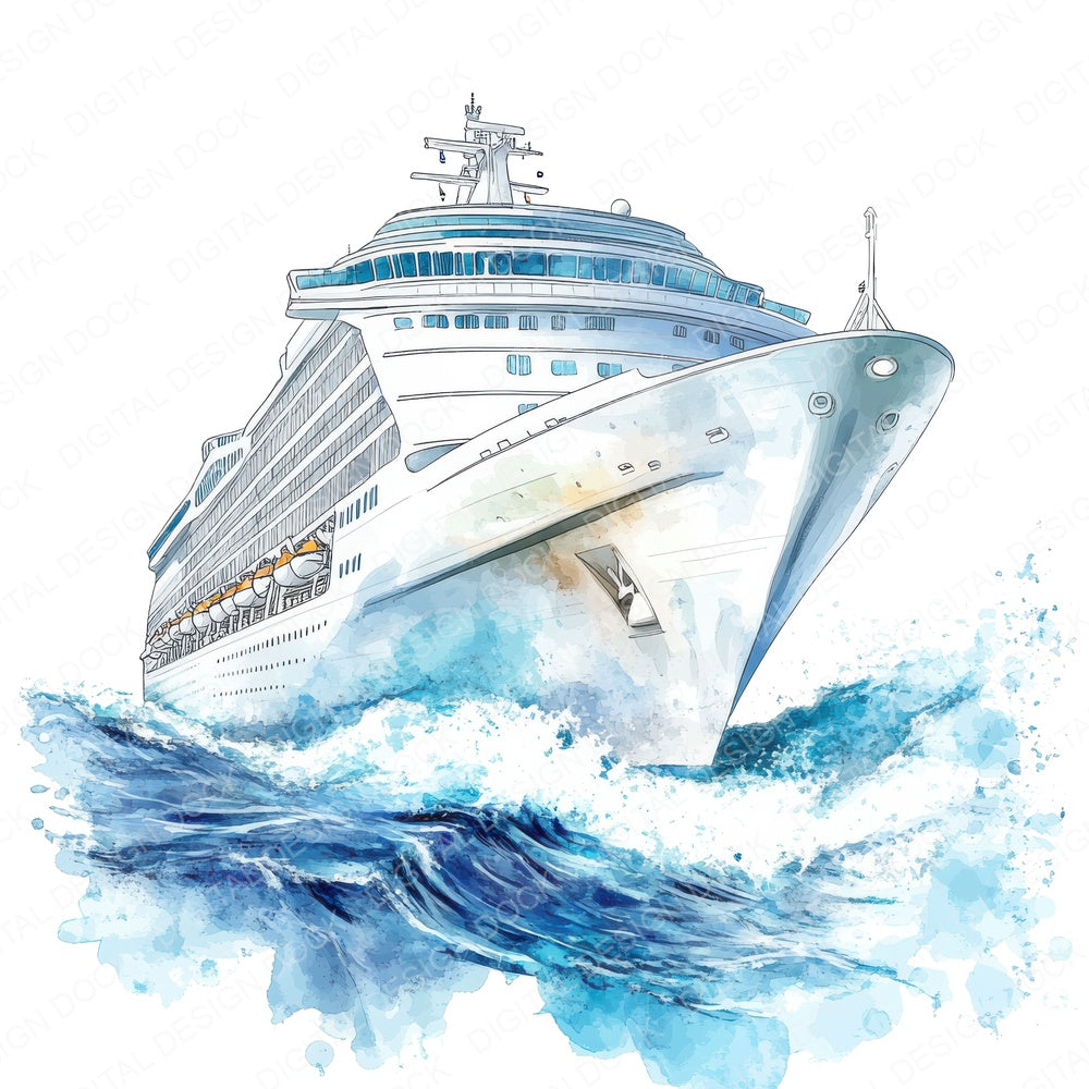 Cruise Ship fussy cut sheet in US Letter format showing all 12 designs on one printable page
