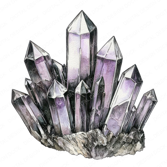 Crystal Cluster fussy cut sheet in A4 format showing all 12 designs on one printable page
