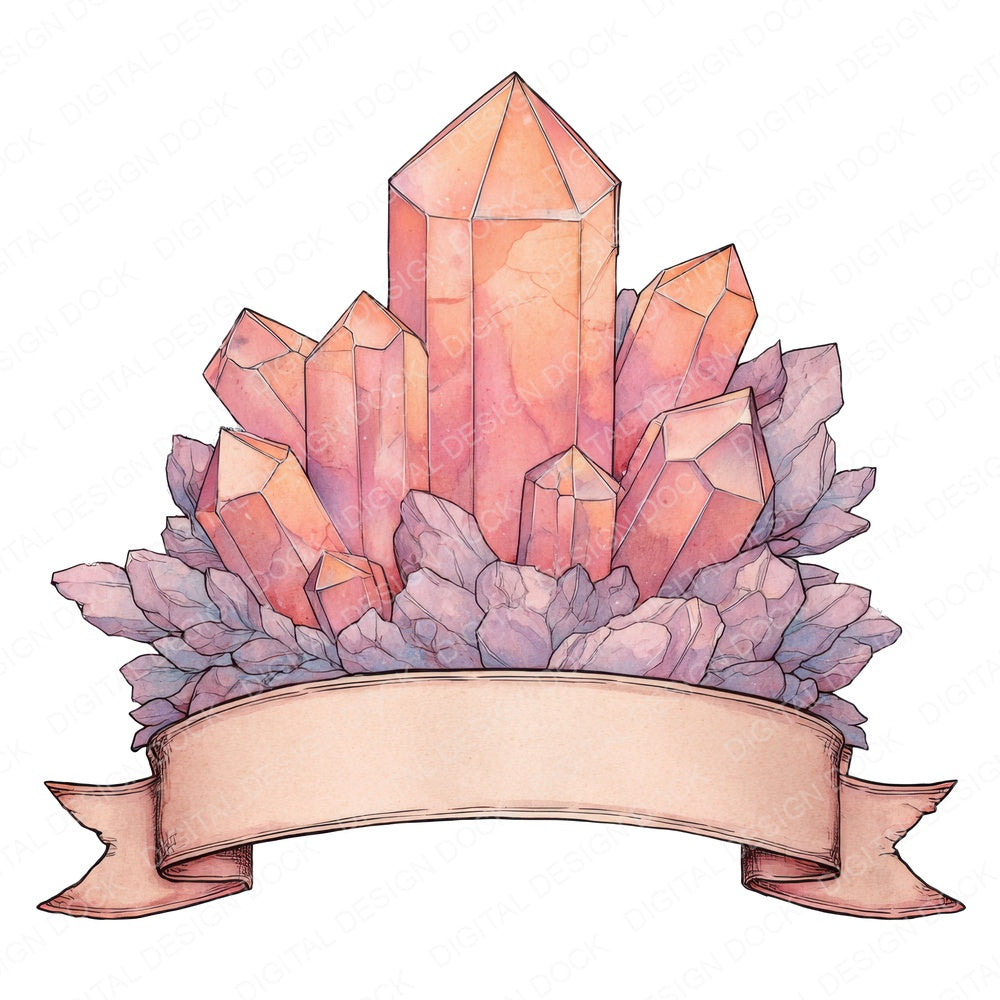 Crystal Cluster Bottom Banner fussy cut sheet in A4 format showing all 12 designs on one printable page