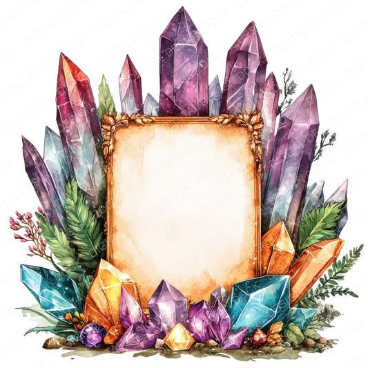 Crystal Gemstone Blank Sign fussy cut sheet in A4 format showing all 12 designs on one printable page