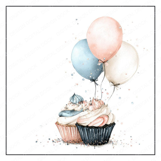 Cupcake Balloon Frame Clipart Set (DDD005053)