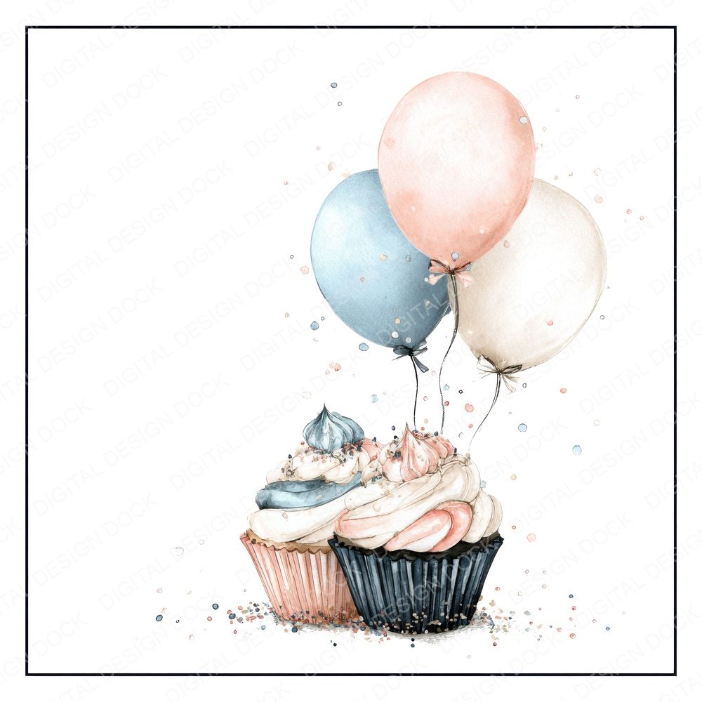 Cupcake Balloon Frame Fussy Cut Sheets (DDD009429)