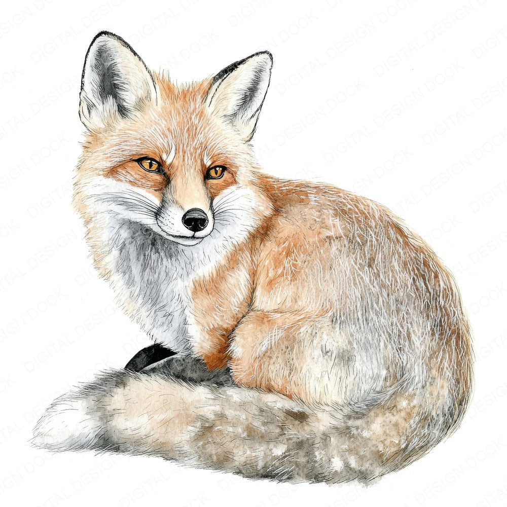 Curious Watercolour Fox fussy cut sheet in A4 format showing all 12 designs on one printable page