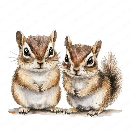 Cute Chipmunk Friends fussy cut sheet in A4 format showing all 12 designs on one printable page