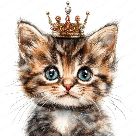 Cute Kitten with Crown fussy cut sheet in A4 format showing all 12 designs on one printable page