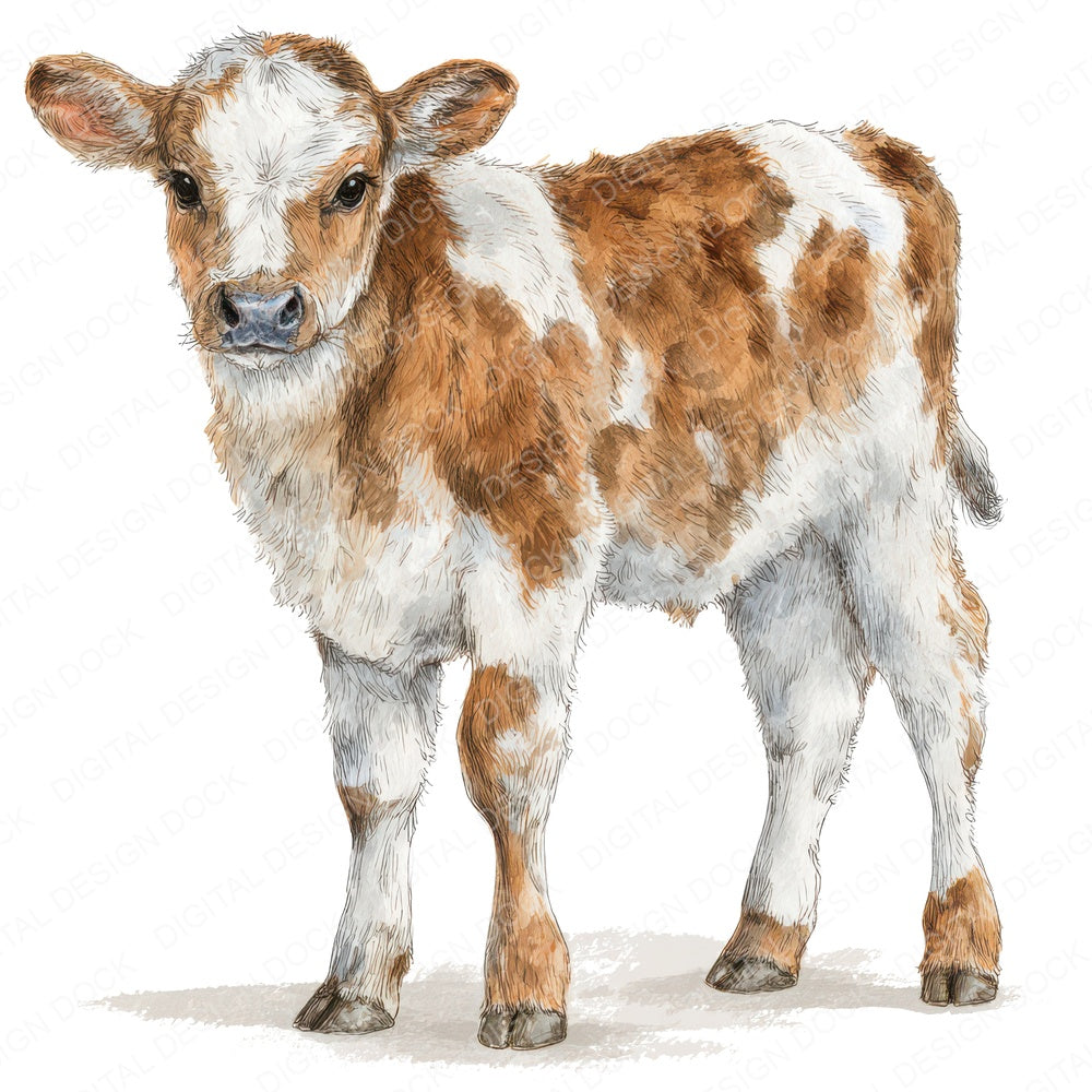 Cute Little Calf Clipart Set (DDD008230)
