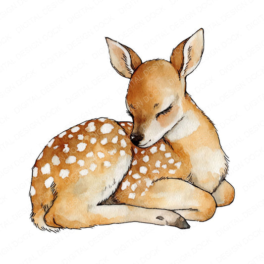 Cute Watercolour Baby Deer Clipart Set (DDD012645)