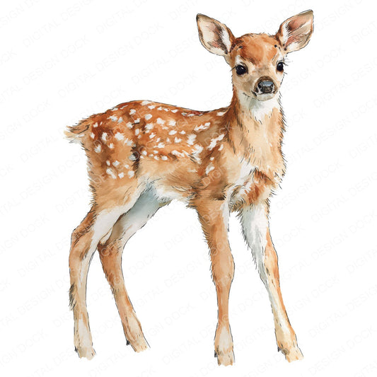 Cute Watercolour Baby Deer Clipart Set (DDD012645)