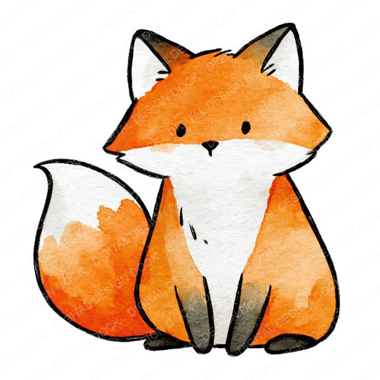 Cute Watercolour Fox Clipart Set (DDD012647)