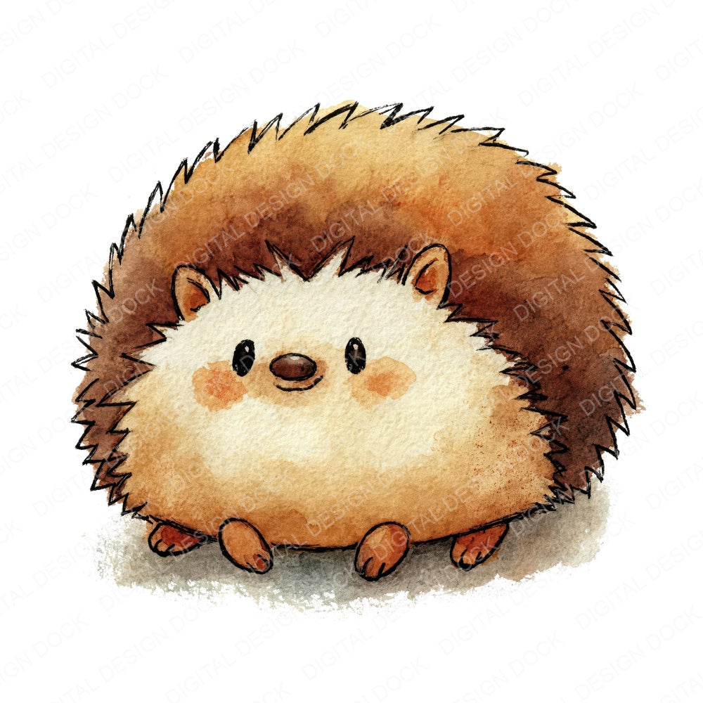 Cute Watercolour Hedgehog 1