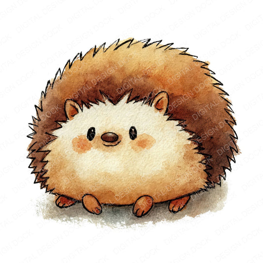 Cute Watercolour Hedgehog Clipart Set (DDD012648)