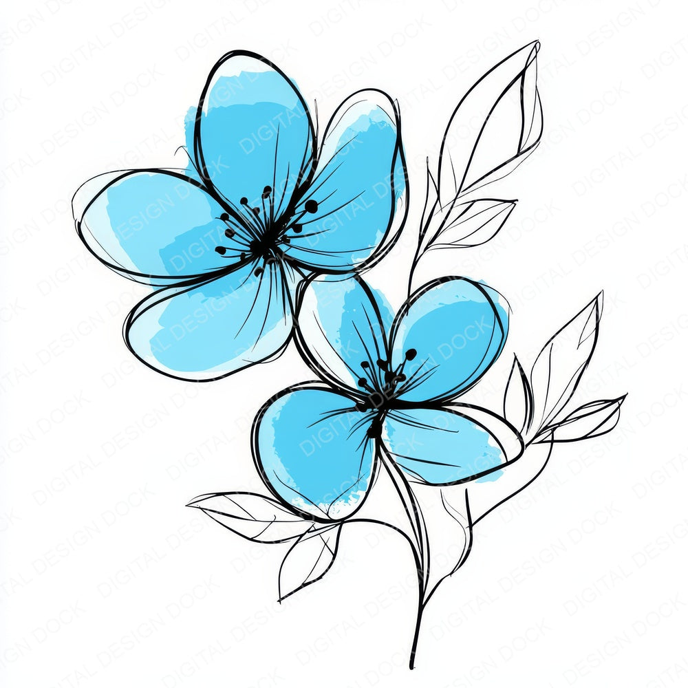 Cyan Abstract Flowers fussy cut sheet in A4 format showing all 12 designs on one printable page