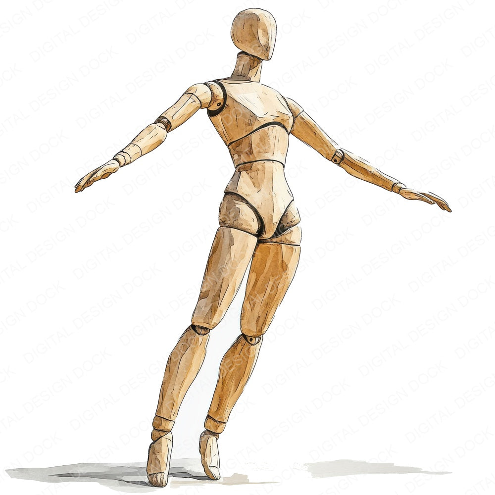 Dancing Artists Mannequin fussy cut sheet in A4 format showing all 12 designs on one printable page