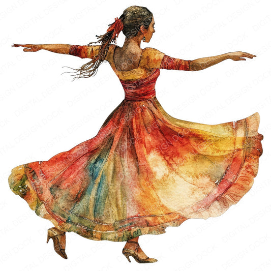 Dancing Woman A fussy cut sheet in A4 format showing all 12 designs on one printable page