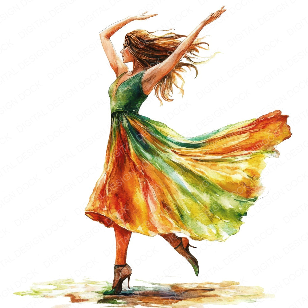 Dancing Woman A fussy cut sheet in US Letter format showing all 12 designs on one printable page