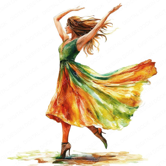 Dancing Woman A fussy cut sheet in US Letter format showing all 12 designs on one printable page