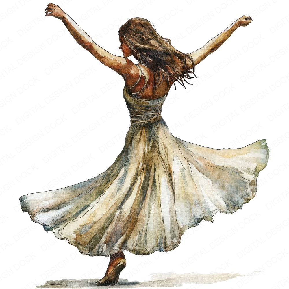 Dancing Woman B fussy cut sheet in A4 format showing all 12 designs on one printable page