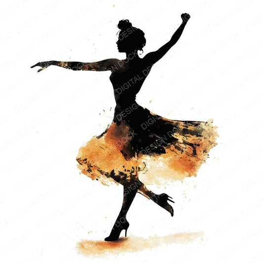 Dancing Woman B fussy cut sheet in US Letter format showing all 12 designs on one printable page