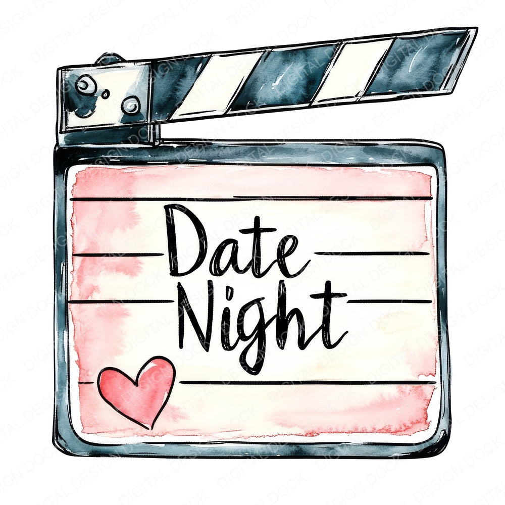 Date Night Film Clapperboard fussy cut sheet in A4 format showing all 12 designs on one printable page