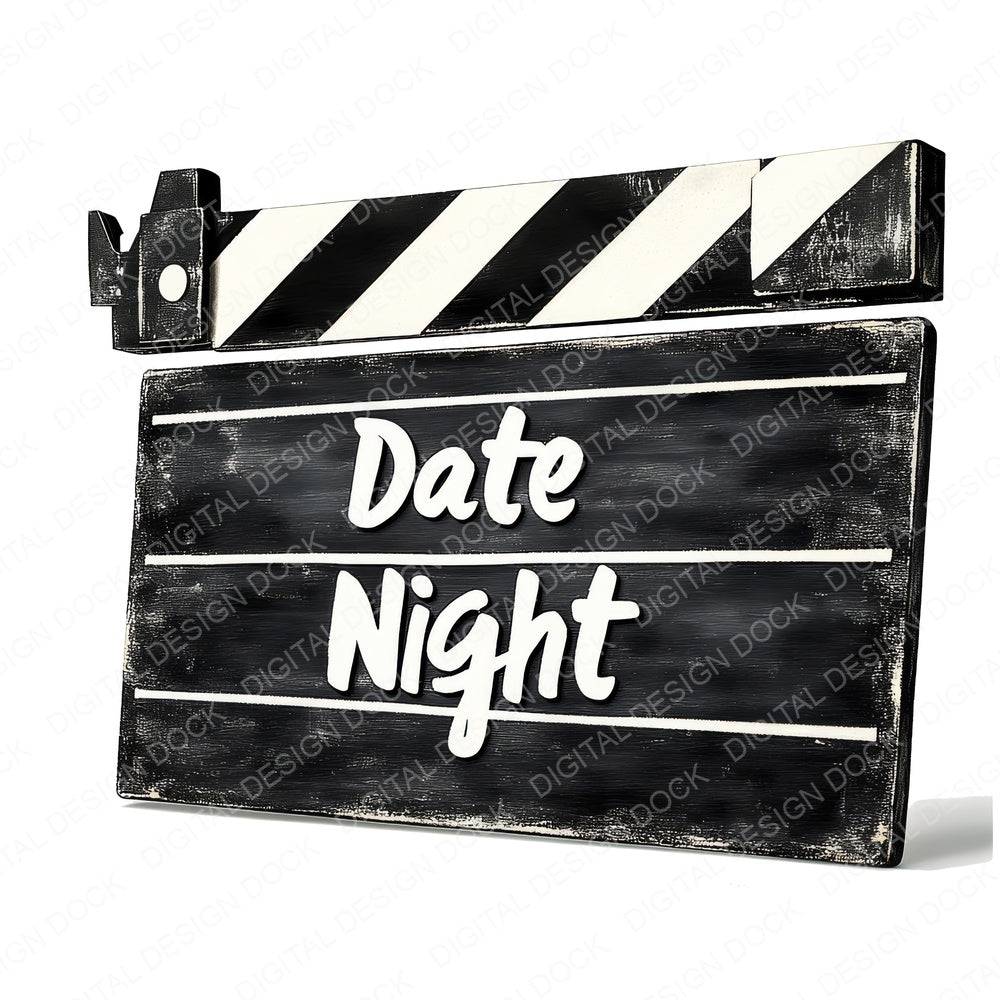 Date Night Film Clapperboard fussy cut sheet in US Letter format showing all 12 designs on one printable page