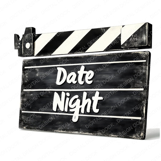 Date Night Film Clapperboard fussy cut sheet in US Letter format showing all 12 designs on one printable page