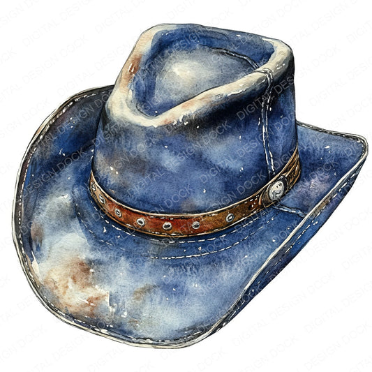 Denim Cowboy Hat fussy cut sheet in A4 format showing all 12 designs on one printable page