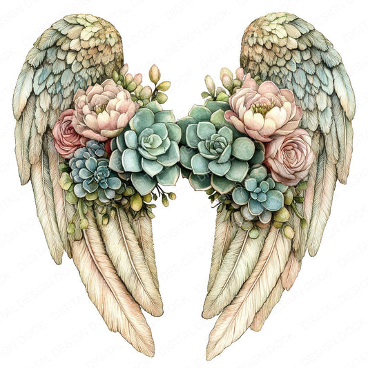 Desert Bloom Angel Wings fussy cut sheet in A4 format showing all 12 designs on one printable page