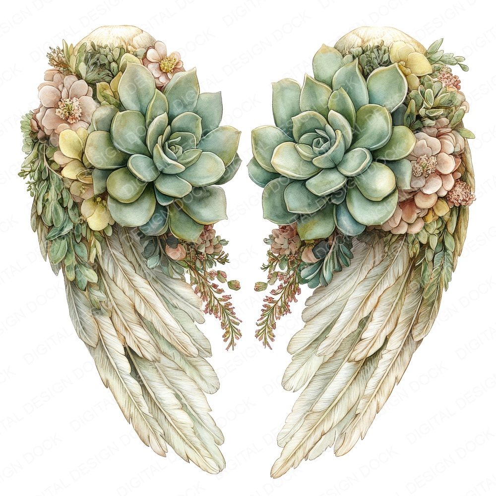 Desert Bloom Angel Wings Clipart Set (DDD005116)