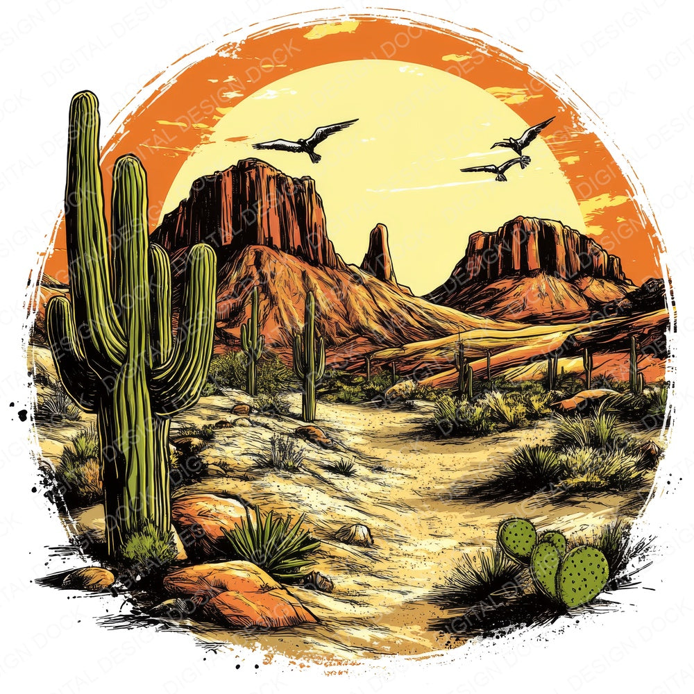 Desert Pop Art Design fussy cut sheet in A4 format showing all 12 designs on one printable page