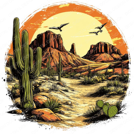 Desert Pop Art Design fussy cut sheet in A4 format showing all 12 designs on one printable page