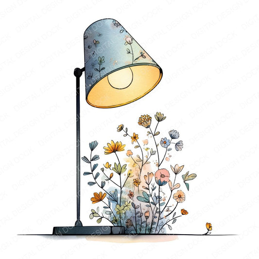 Desk Lamp Wildflowers Clipart Set (DDD005121)