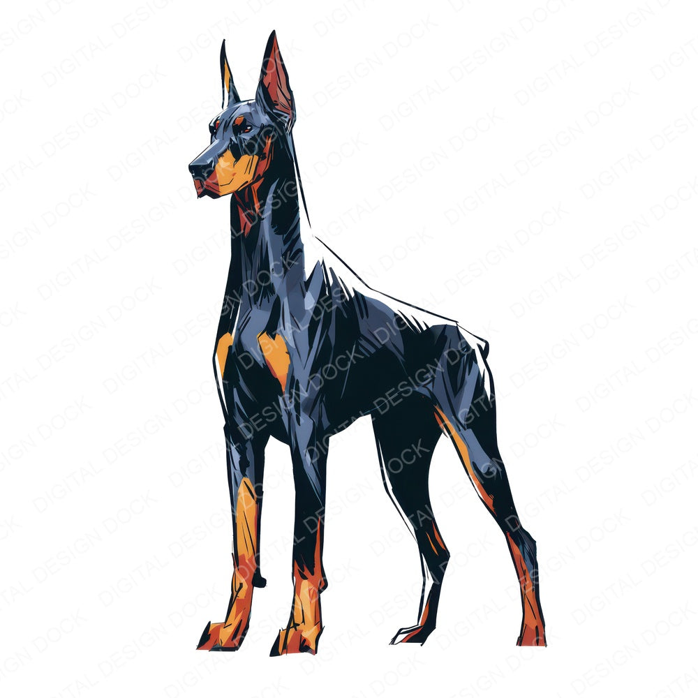 Another Doberman Watercolour Dog design shown full size