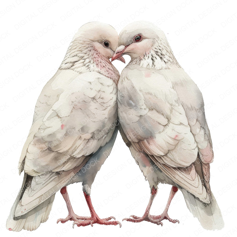 Dove Love Pair fussy cut sheet in A4 format showing all 12 designs on one printable page