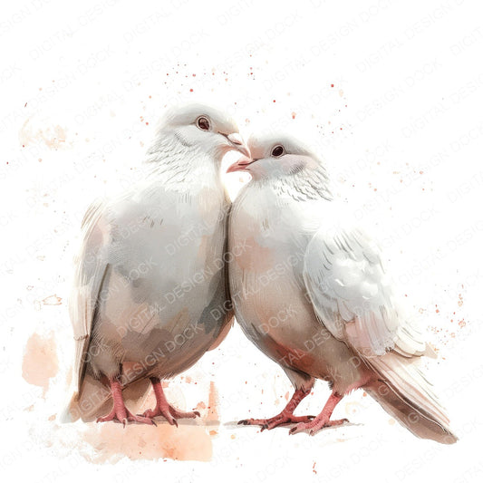 Dove Love Pair fussy cut sheet in US Letter format showing all 12 designs on one printable page